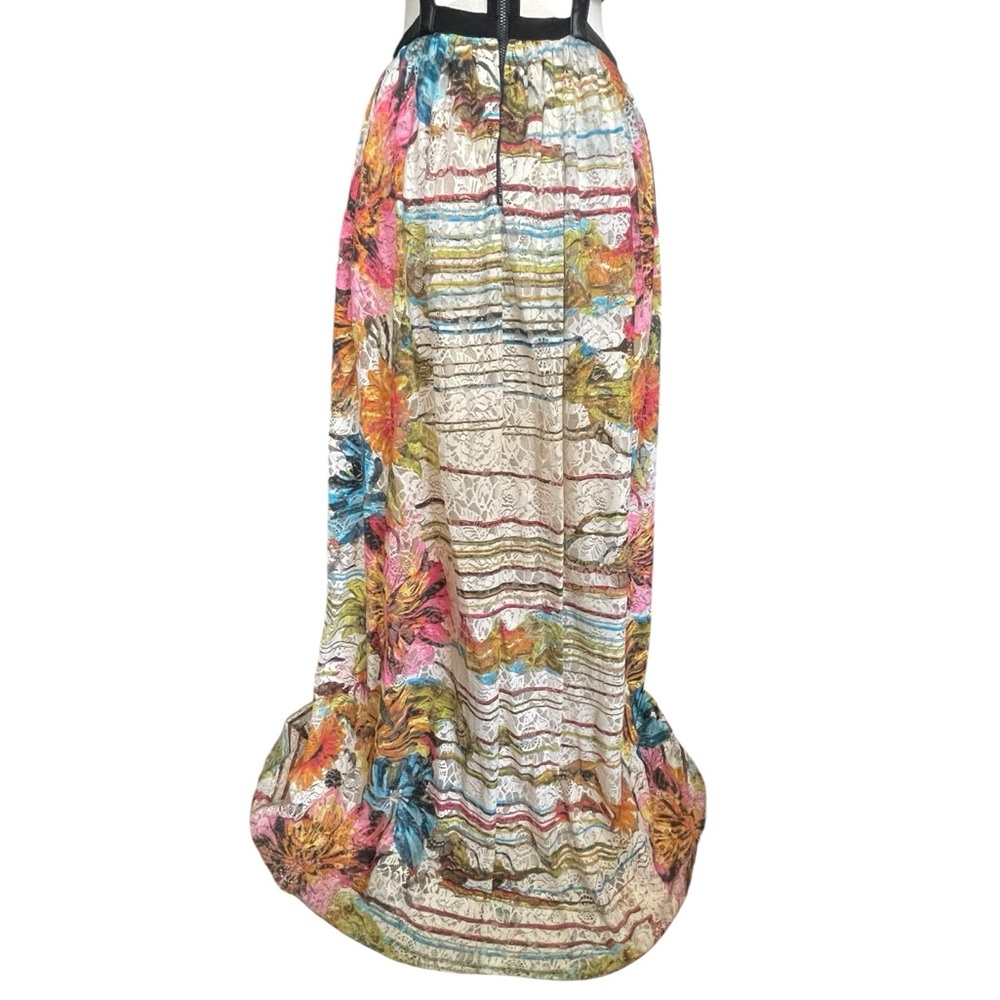 Alice + Olivia “Sveva” Floral Lace Bustier Cut-out Maxi Dress W/Leather Straps 8 - Picture 9 of 16